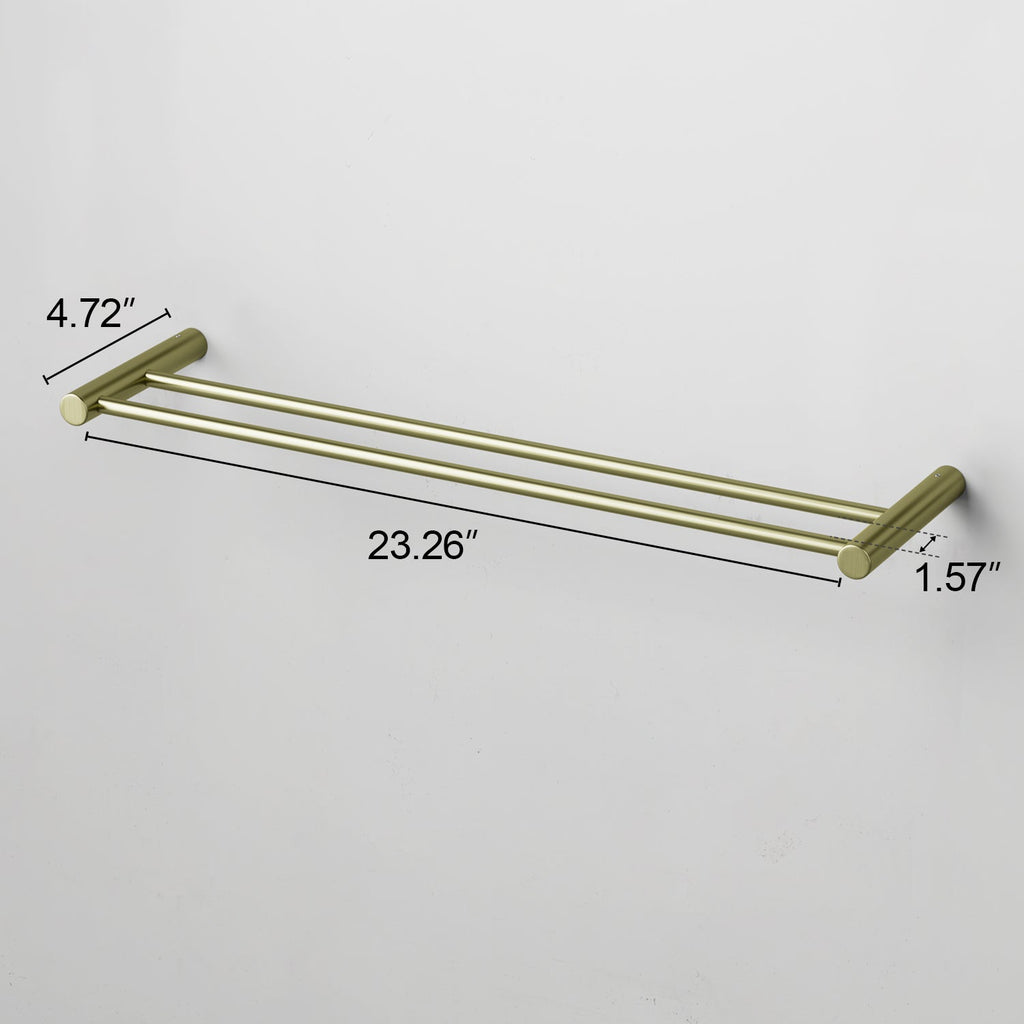 ALAULM Bath Stainless Stee Double Towel Bar, 23" Towel Rack for Bathroom, Wall Mounted Towel Holder, Double Towel Rod Towel Rail Hanger for Wall