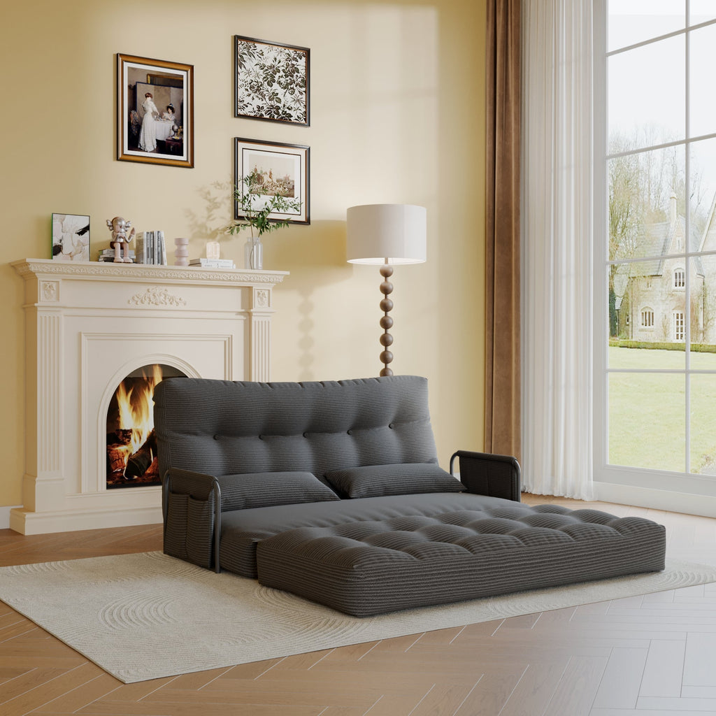 ALAULM Modern Single-Seater Folding Sofa Bed Convertible Sleeper Couch with Pillows, Storage Side, Versatile Floor Couch for Living Room Bedroom