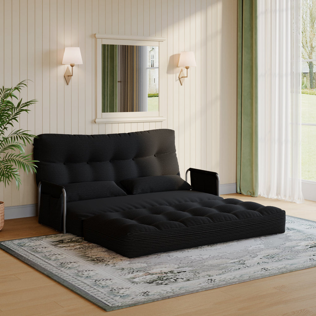 ALAULM Modern Single-Seater Folding Sofa Bed Convertible Sleeper Couch with Pillows, Storage Side, Versatile Floor Couch for Living Room Bedroom