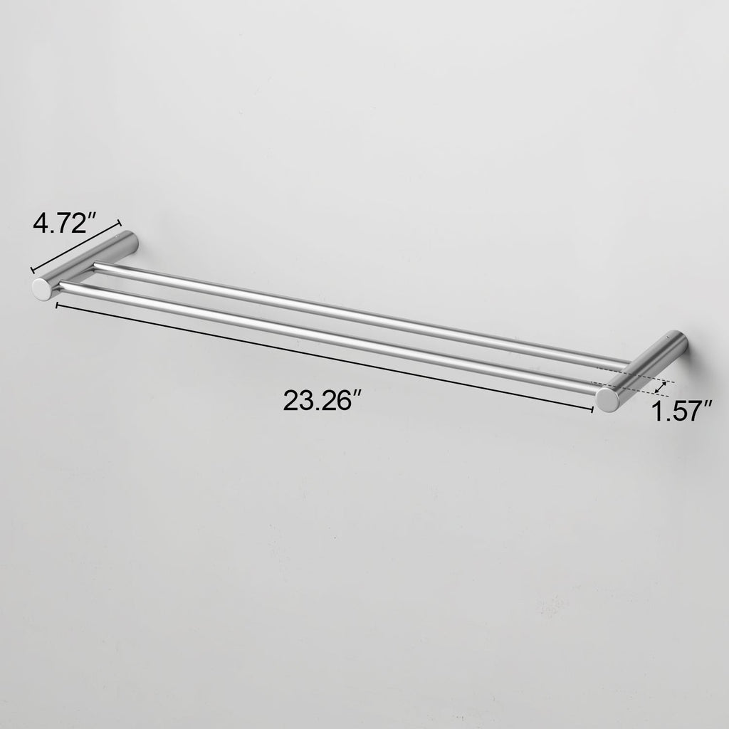 ALAULM Bath Stainless Stee Double Towel Bar, 23" Towel Rack for Bathroom, Wall Mounted Towel Holder, Double Towel Rod Towel Rail Hanger for Wall