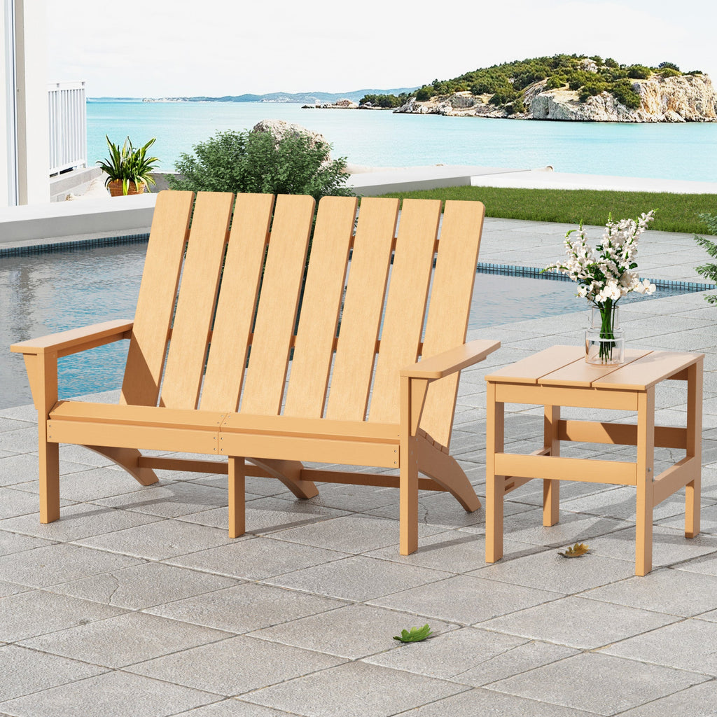 Gotland Adirondack Chair 3 Piece Set With Table, Heavy All-Weather HDPE.Outdoor Lounge Chair for Patio Deck Garden, Backyard Deck& Lawn