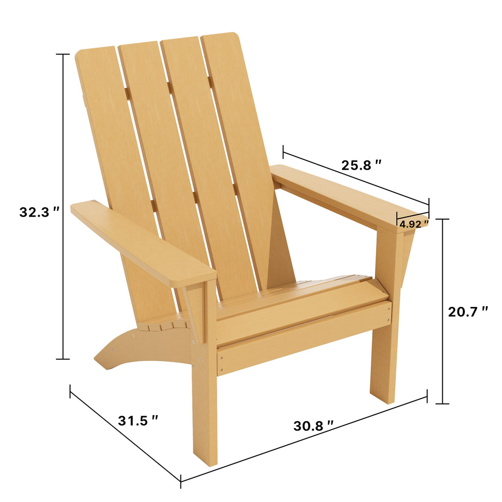 Gotland Adirondack Chair 3 Piece Set With Table, Heavy All-Weather HDPE.Outdoor Lounge Chair for Patio Deck Garden, Backyard Deck& Lawn