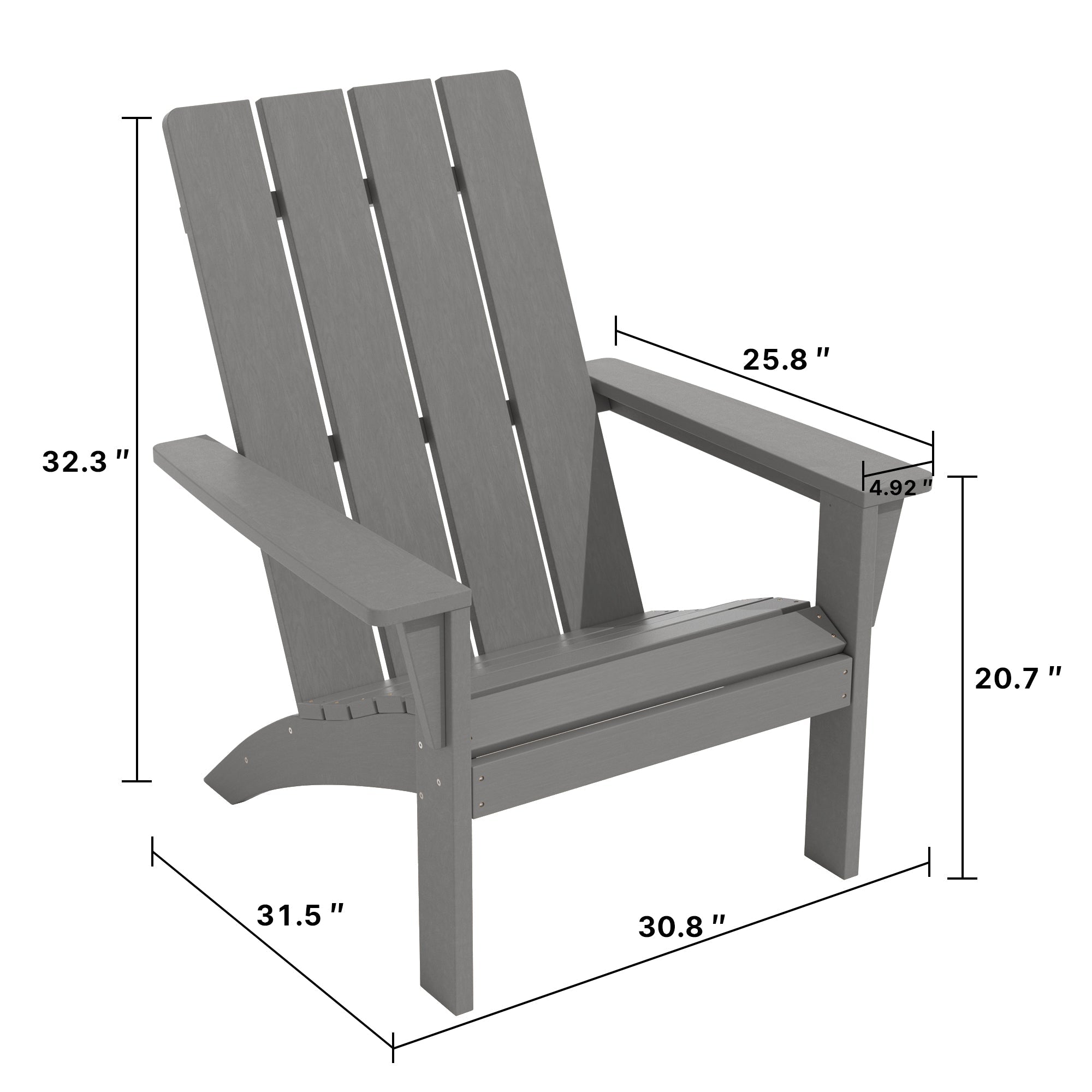 Gotland Adirondack Chair 3 Piece Set With Table, Heavy All-Weather HDPE.Outdoor Lounge Chair for Patio Deck Garden, Backyard Deck& Lawn