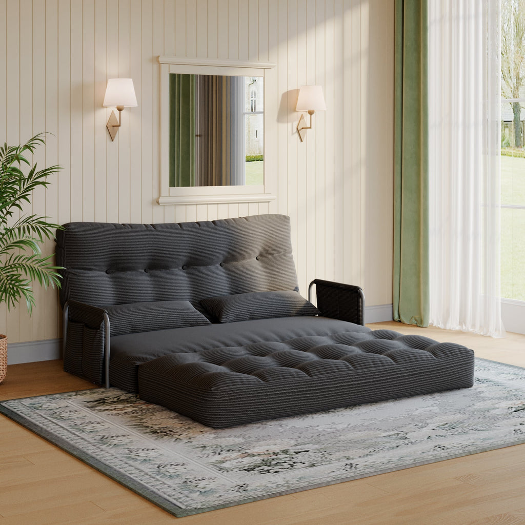 ALAULM Modern Single-Seater Folding Sofa Bed Convertible Sleeper Couch with Pillows, Storage Side, Versatile Floor Couch for Living Room Bedroom