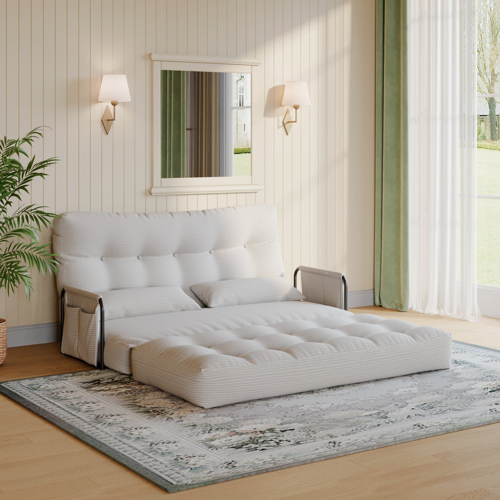 ALAULM Modern Single-Seater Folding Sofa Bed Convertible Sleeper Couch with Pillows, Storage Side, Versatile Floor Couch for Living Room Bedroom