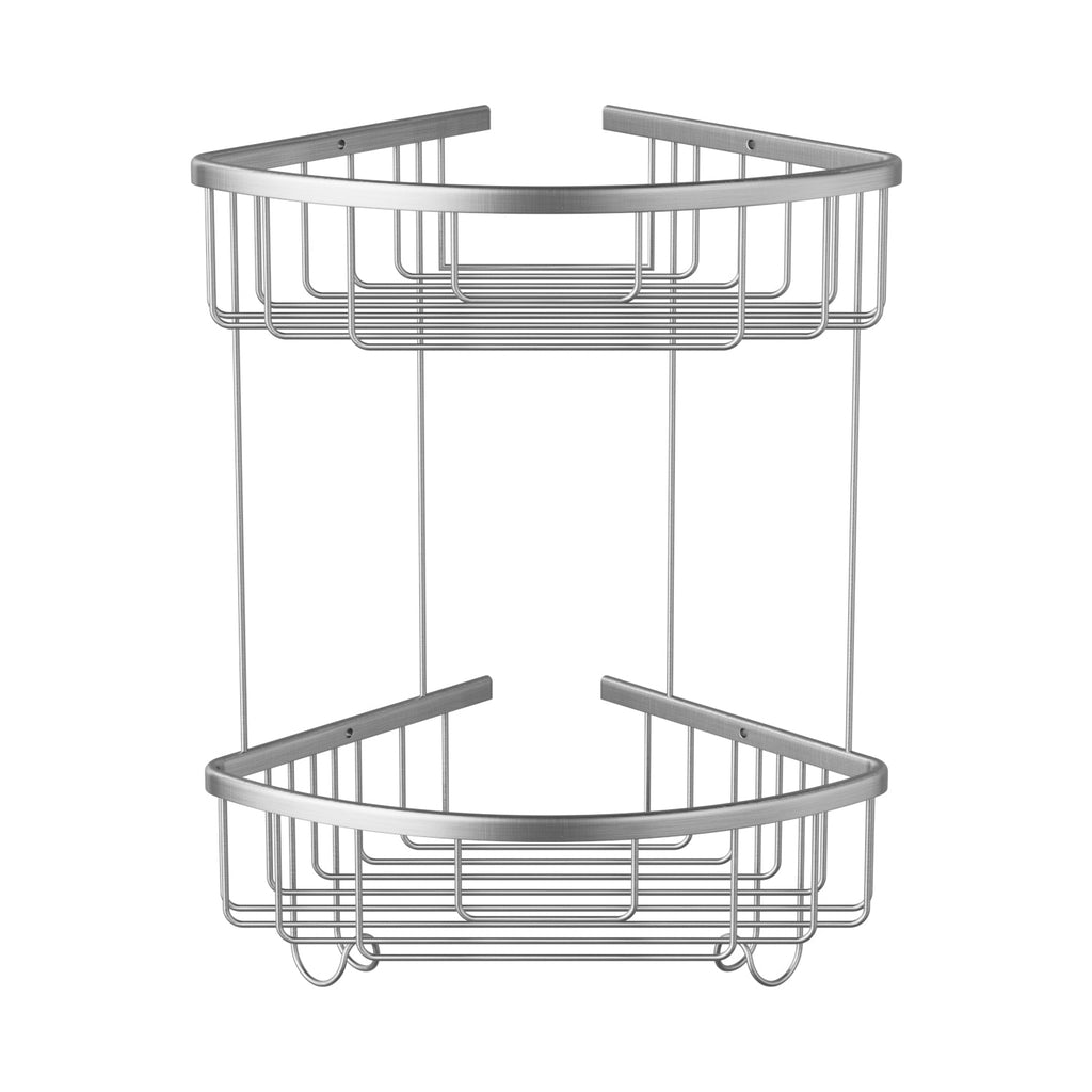 ALAULM Aluminum Alloy Wall-Mounted Shower Corner Rack Triangular Storage Caddy for Bathroom,Matte Silver