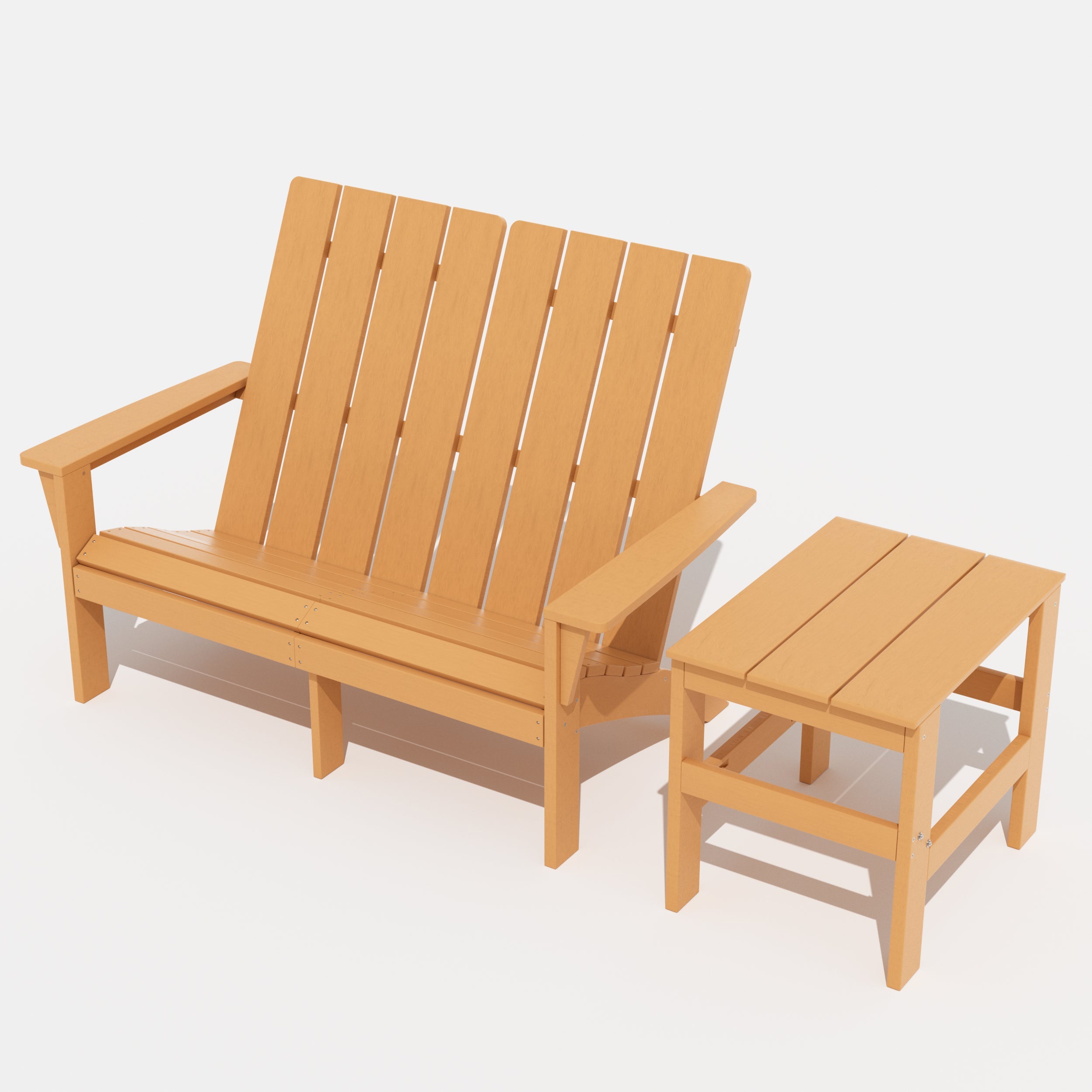 Gotland Adirondack Chair 3 Piece Set With Table, Heavy All-Weather HDPE.Outdoor Lounge Chair for Patio Deck Garden, Backyard Deck& Lawn