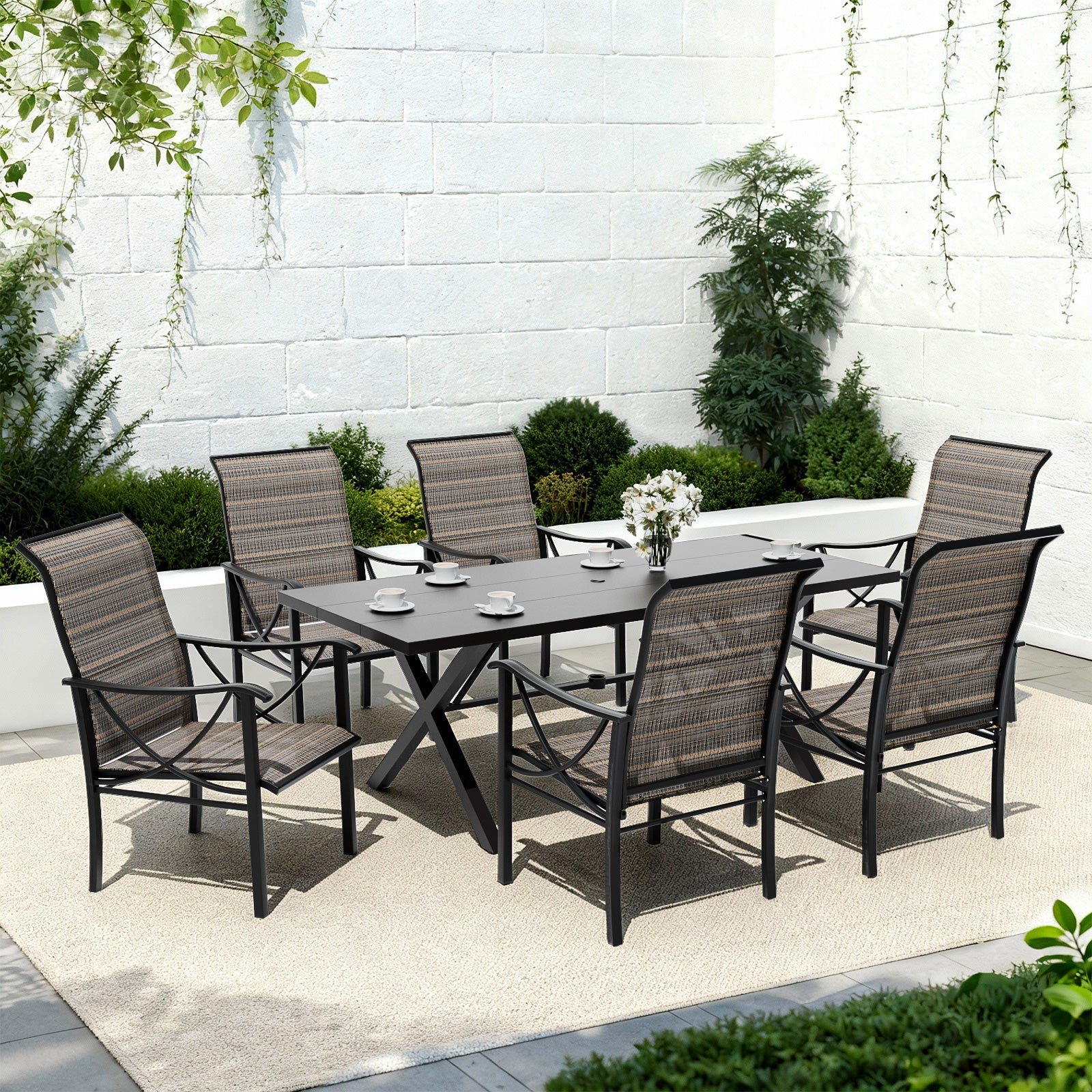 ALAULM Patio Chairs Set of 2, All-Weather Outdoor Swivel Rocker Chair w/Breathable Textilene Fabric, Outdoor Dining Chairs for Deck, Porch, and Garden