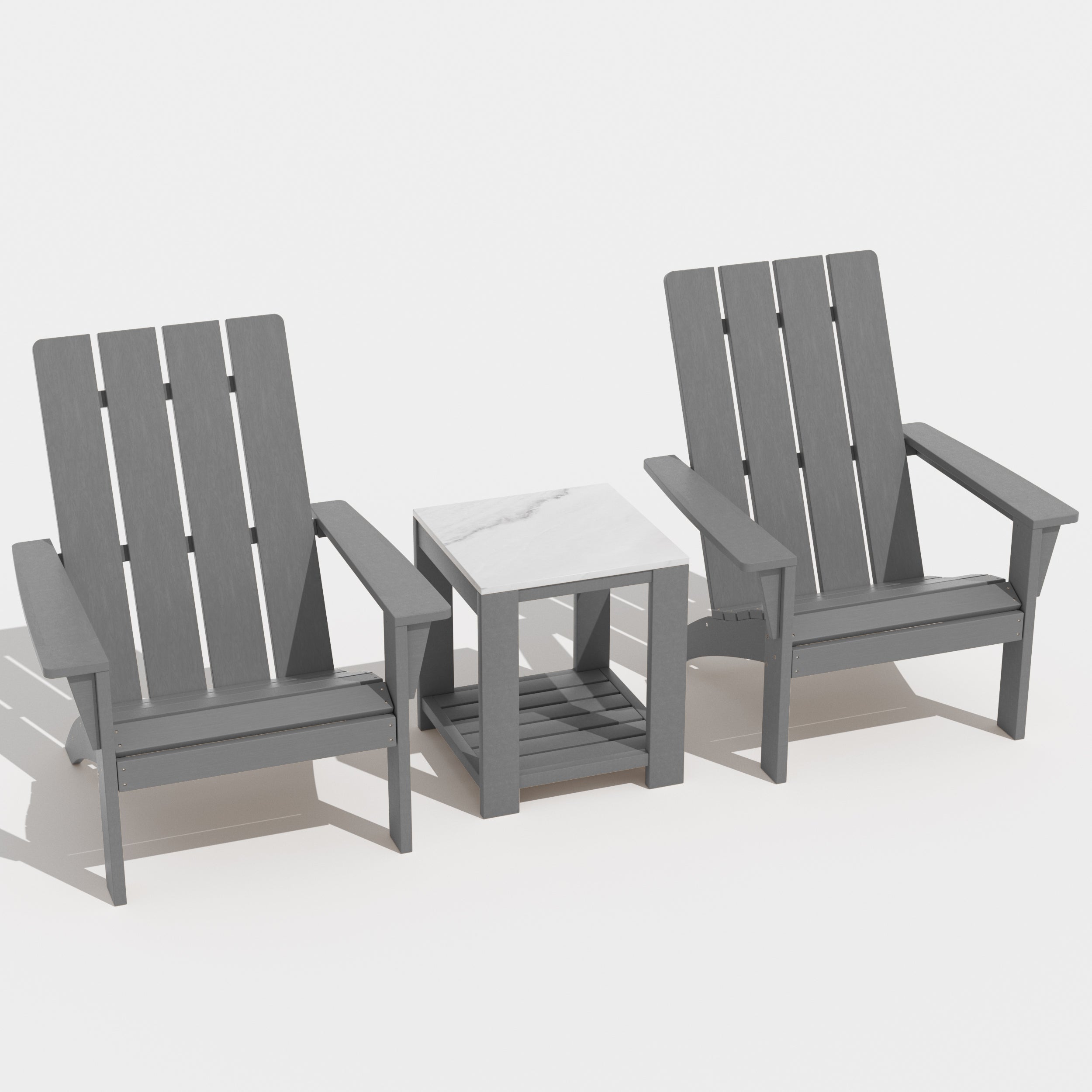 Gotland Adirondack Chair 3 Piece Set With Table, Heavy All-Weather HDPE.Outdoor Lounge Chair for Patio Deck Garden, Backyard Deck& Lawn