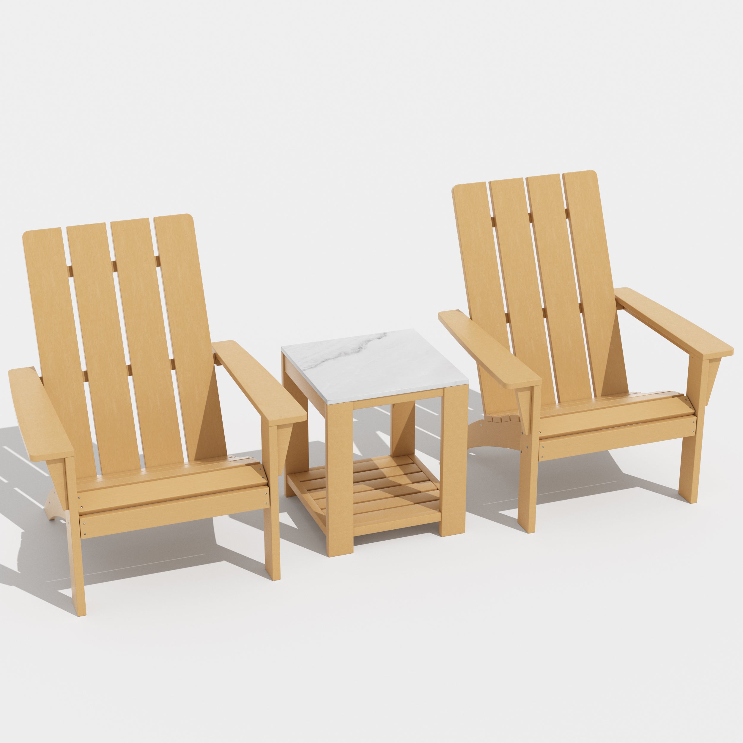 Gotland Adirondack Chair 3 Piece Set With Table, Heavy All-Weather HDPE.Outdoor Lounge Chair for Patio Deck Garden, Backyard Deck& Lawn