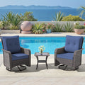 Kullavik 3-Piece Patio Sofa Set, Outdoor Furniture with 4-in Thick Cushions, 360-Degree Swivel Rocking Chairs and Rattan Side Table for Garden, Porch,summerwins