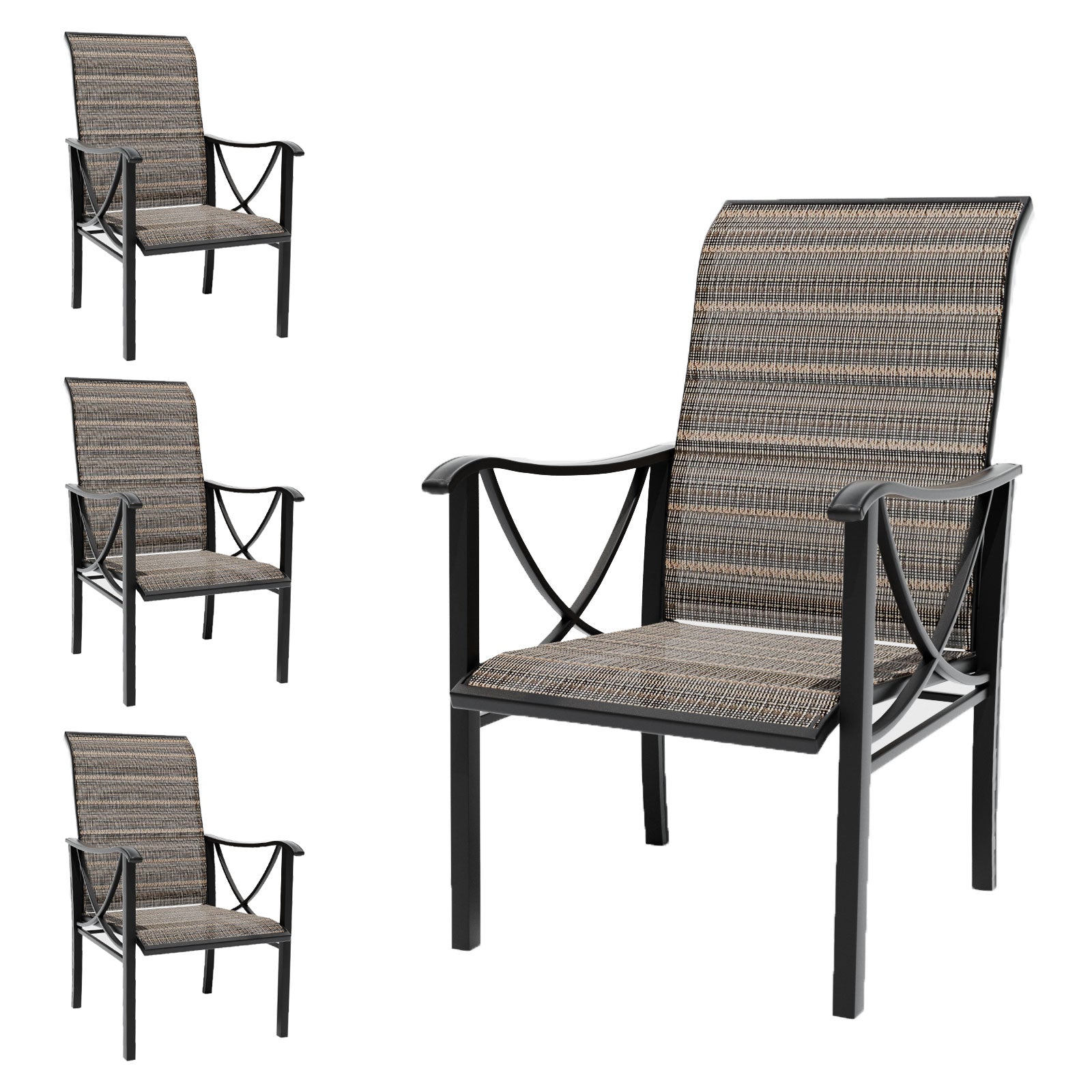 ALAULM Patio Chairs Set of 2, All-Weather Outdoor Swivel Rocker Chair w/Breathable Textilene Fabric, Outdoor Dining Chairs for Deck, Porch, and Garden