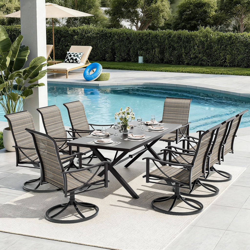 ALAULM Patio Chairs Set of 2, All-Weather Outdoor Swivel Rocker Chair w/Breathable Textilene Fabric, Outdoor Dining Chairs for Deck, Porch, and Garden