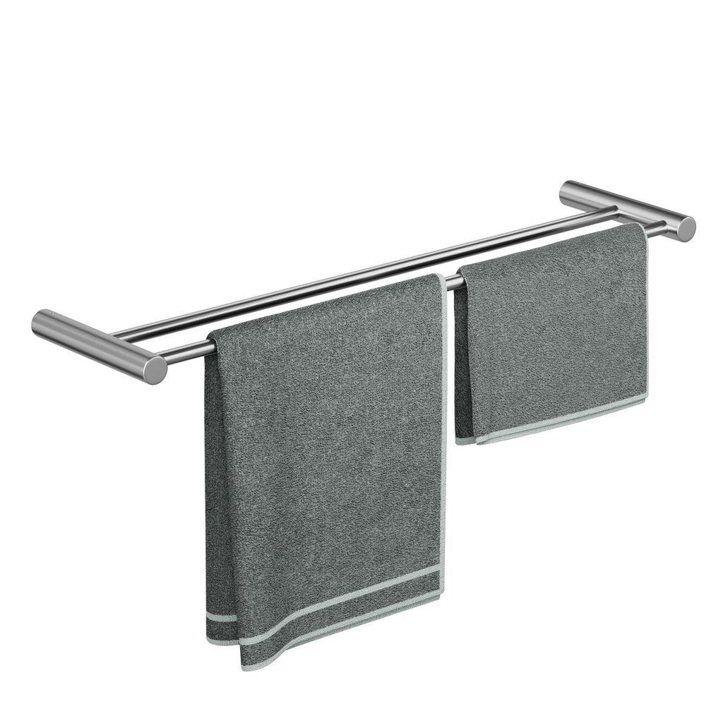 ALAULM Bath Stainless Stee Double Towel Bar, 23" Towel Rack for Bathroom, Wall Mounted Towel Holder, Double Towel Rod Towel Rail Hanger for Wall