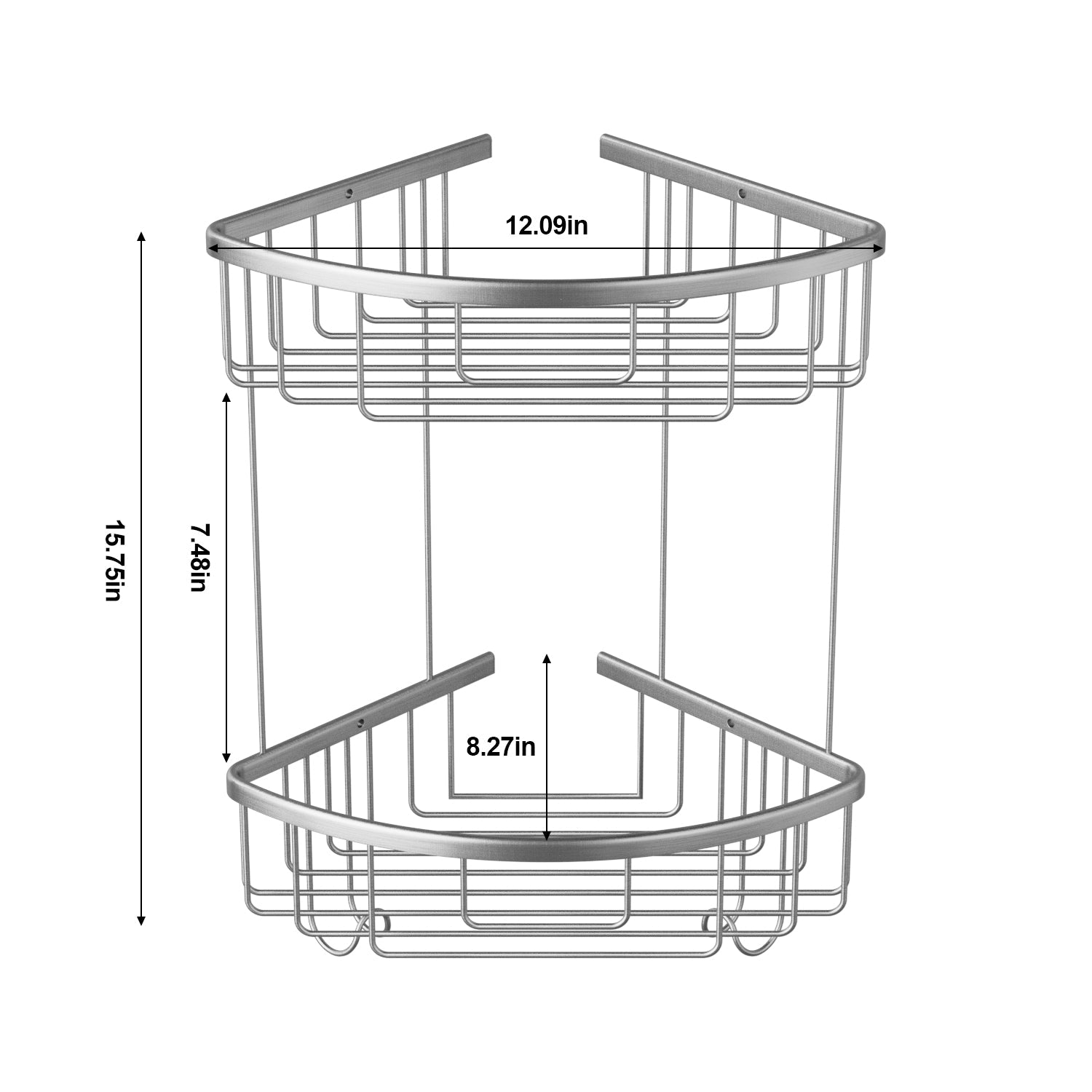 ALAULM Aluminum Alloy Wall-Mounted Shower Corner Rack Triangular Storage Caddy for Bathroom,Matte Silver