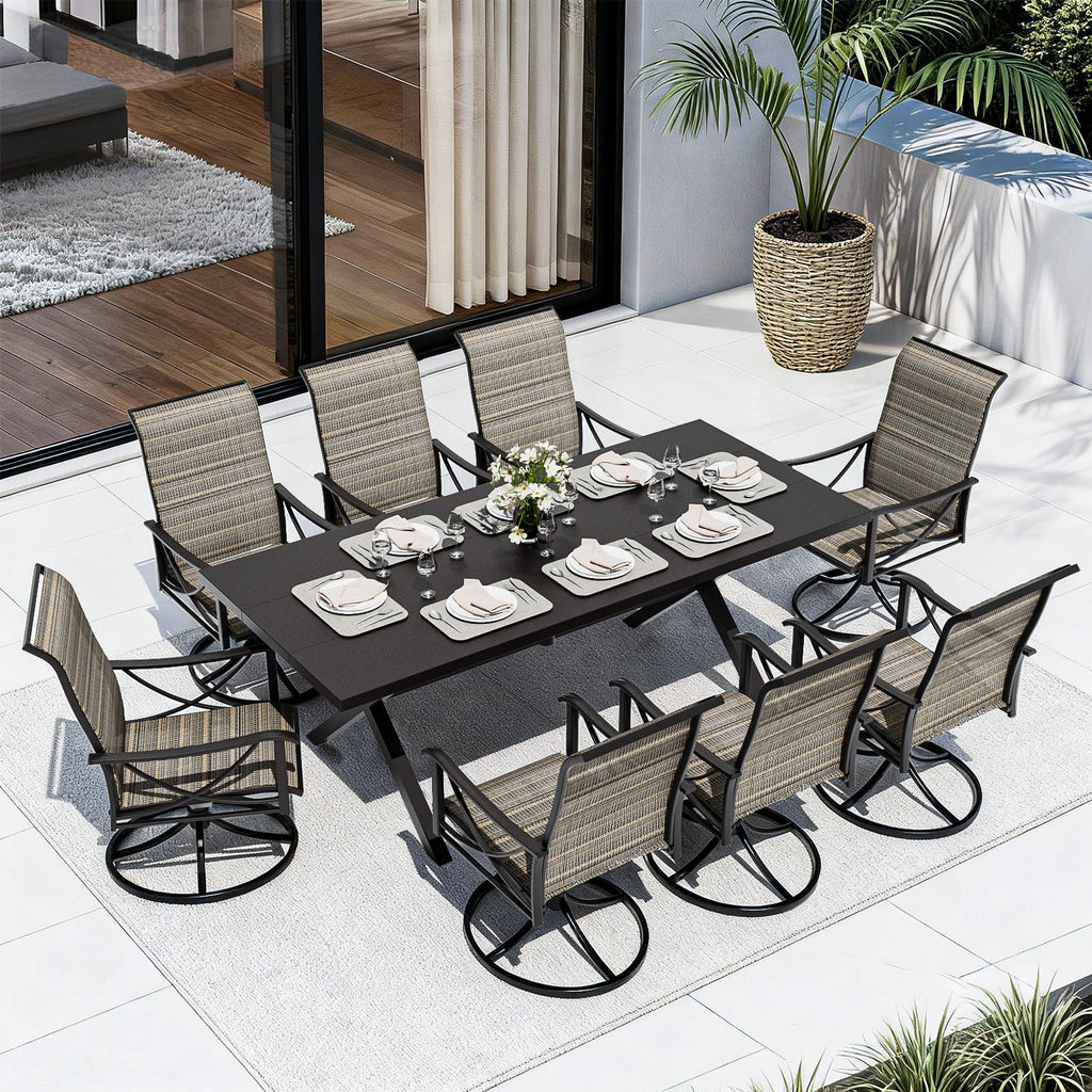 ALAULM Patio Chairs Set of 2, All-Weather Outdoor Swivel Rocker Chair w/Breathable Textilene Fabric, Outdoor Dining Chairs for Deck, Porch, and Garden
