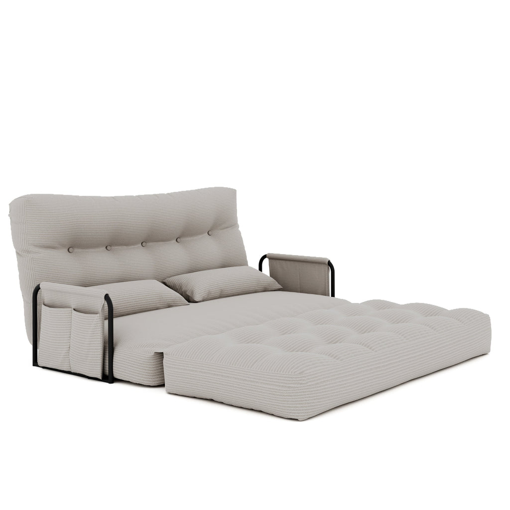 ALAULM Modern Single-Seater Folding Sofa Bed Convertible Sleeper Couch with Pillows, Storage Side, Versatile Floor Couch for Living Room Bedroom
