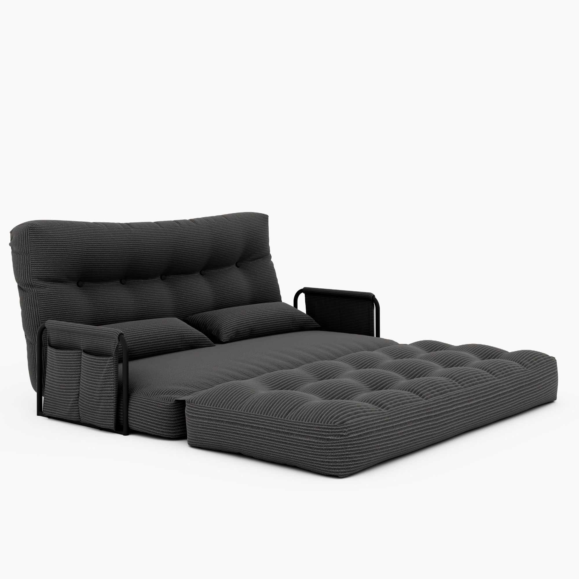 ALAULM Modern Single-Seater Folding Sofa Bed Convertible Sleeper Couch with Pillows, Storage Side, Versatile Floor Couch for Living Room Bedroom