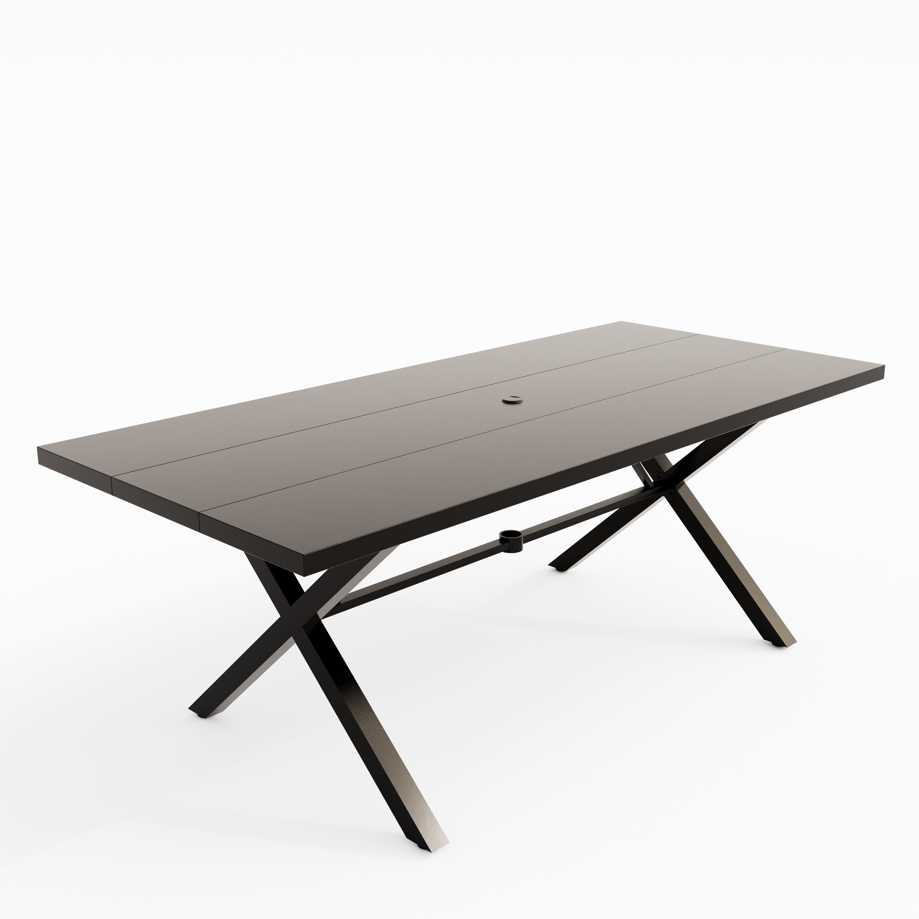 ALAULM Dining Table for 6 People, 78.7-Inch Rectangular Metal Dining Table, Modern Dining Table with Heavy Duty Metal Legs for Patio (Black)