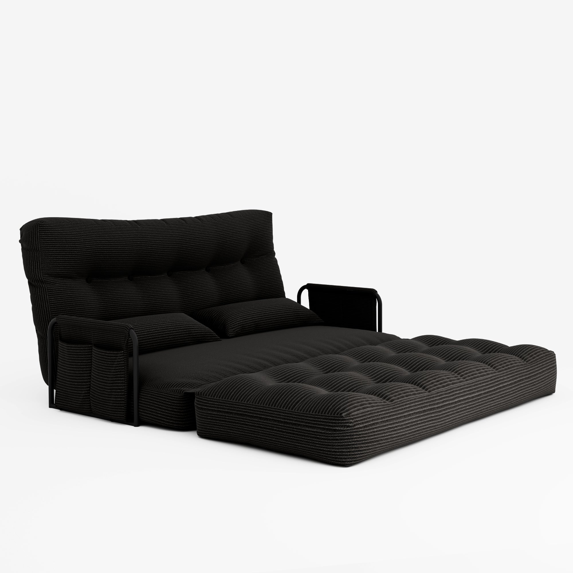 ALAULM Modern Single-Seater Folding Sofa Bed Convertible Sleeper Couch with Pillows, Storage Side, Versatile Floor Couch for Living Room Bedroom