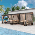 Gotland 10' × 24' Hardtop Gazebo for Patio,Wall-Mounted Lean to Gazebo Pergola with Sloping Roof and Durable Steel Frame,Large Heavy Duty Awnings for Decks,Backyard