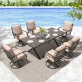 Gotland 7 Piece Outdoor Dining Set, Meta Swivel Chairs and Outdoor Table with X-Shaped Leg 1.5" Umbrella Hole, Patio Furniture Set for Backyard Deck