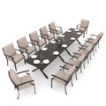 Gotland 14 Piece Outdoor Dining Set, Metal Outdoor Table and Chairs with X-Shaped Legs 1.5" Umbrella Hole, Patio Furniture Set with Waterproof Cushions,for Backyard Deck