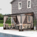 Gotland 10' × 12' Hardtop Gazebo for Patio,Wall-Mounted Lean to Gazebo Pergola with Sloping Roof and Durable Steel Frame,Large Heavy Duty Awnings for Decks,Backyard