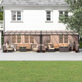 Gotland 10' × 28' Hardtop Gazebo for Patio,Wall-Mounted Lean to Gazebo Pergola with Sloping Roof and Durable Steel Frame,Large Heavy Duty Awnings for Decks,Backyard