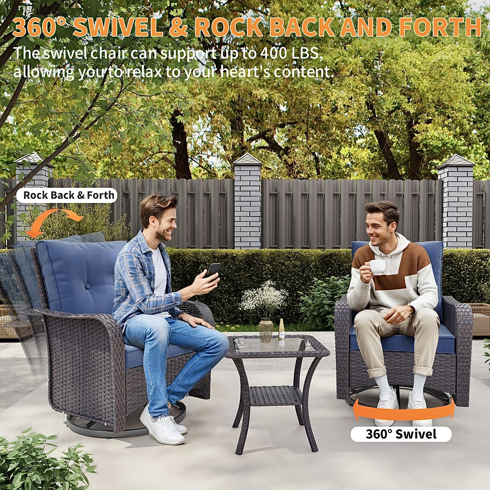 Gotland Outdoor Patio PE Rattan Wicker Furniture Set with 43" Propane Fire Pit Table 10 Pieces Steel