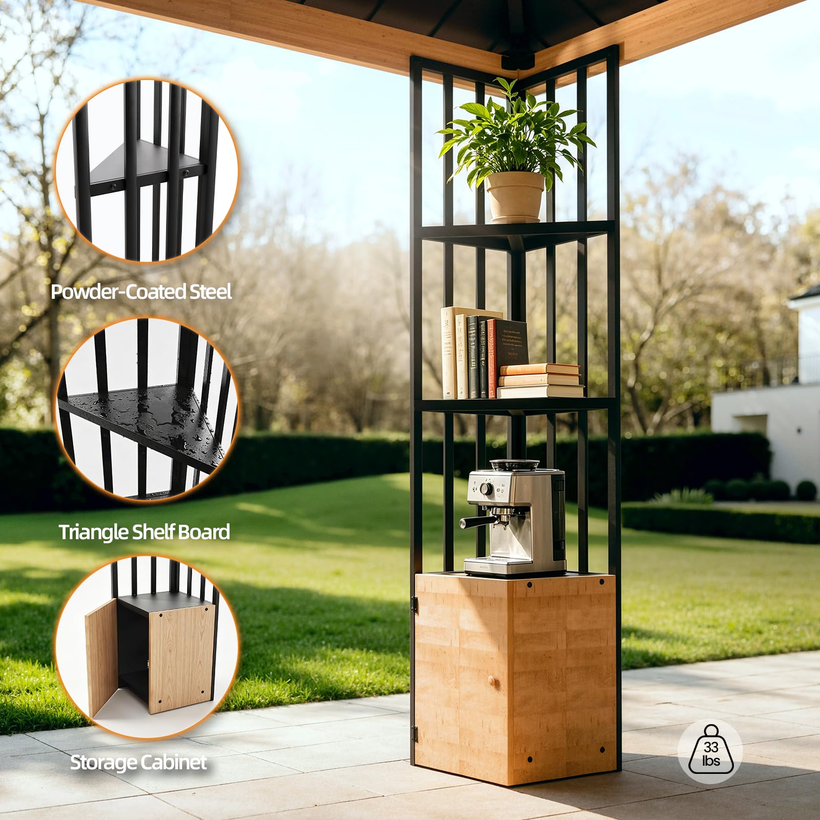 Hardtop Gazebo, Double Metal Roof Metal ,Outdoor Pavilion for Patio, Backyard, Deck