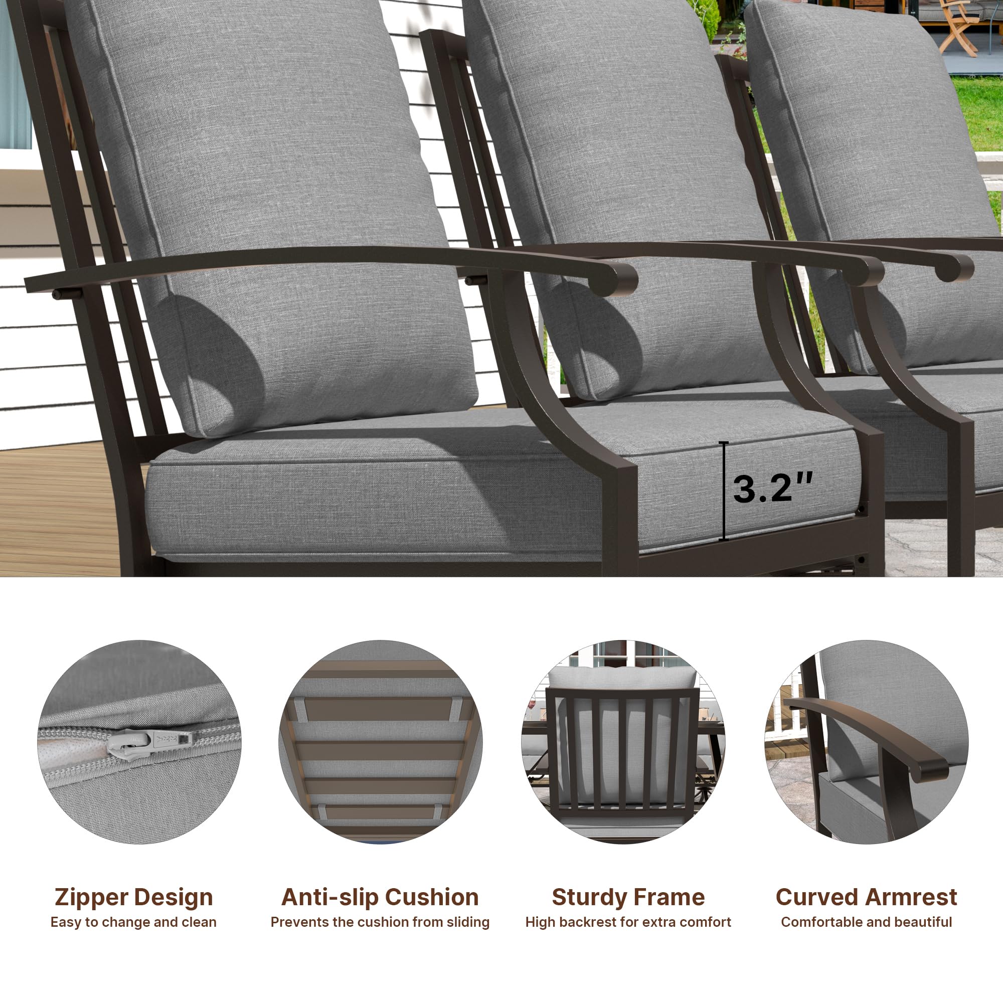 Gotland 14 Piece Outdoor Dining Set, Metal patio tables and 12 patio swivel chairs 1.5" Umbrella Hole, Patio Furniture Set with Waterproof Cushions for Backyard