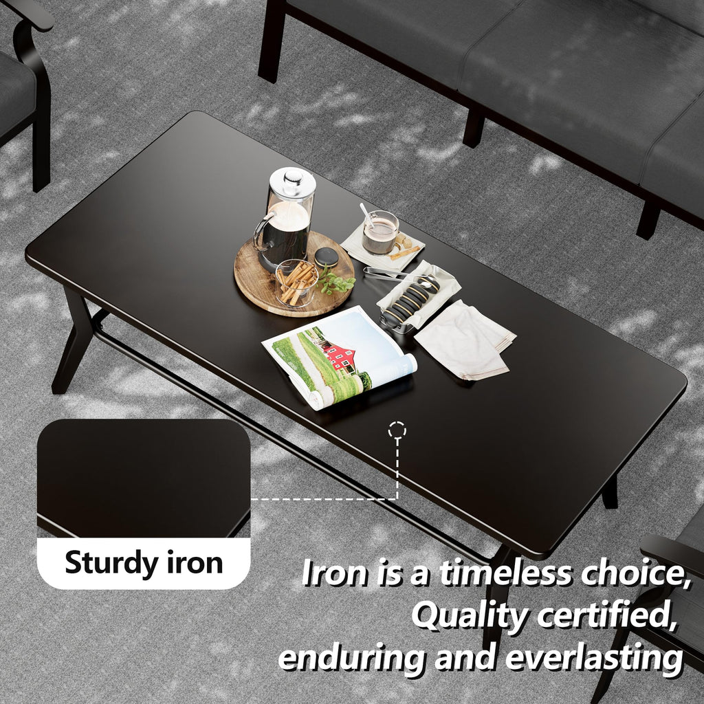 Kullavik Modern Aluminum 5-Seater Outdoor Patio Sofa Set with 5.1" Thick Cushions & Coffee Table - All-Weather Sectional for Backyard, Porch Furniture Set, Outdoor Patio Furniture