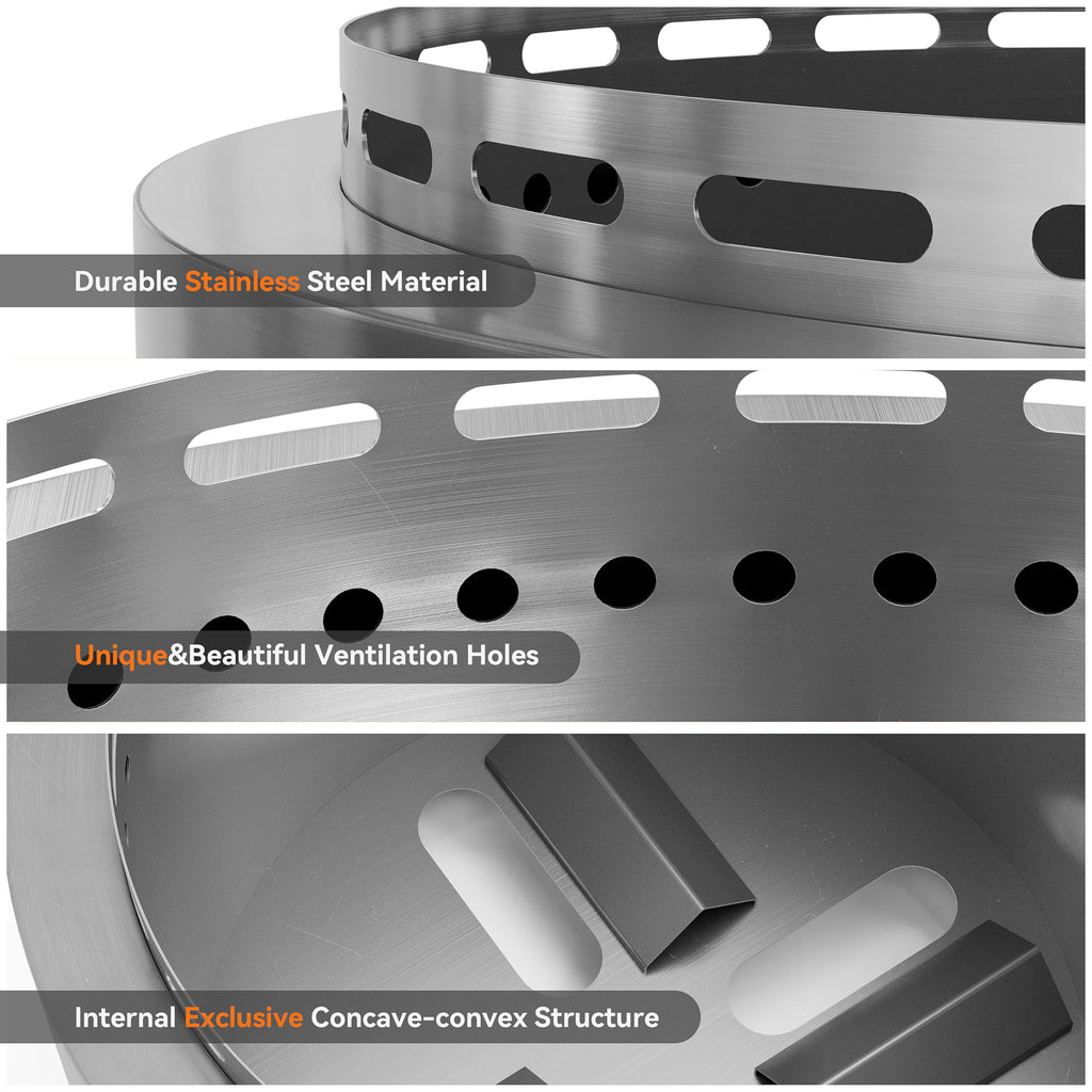 ALAULM 19 Inch Stainless Steel Outdoor Smokeless Fire Pit for Patio Backyard Garden Camping