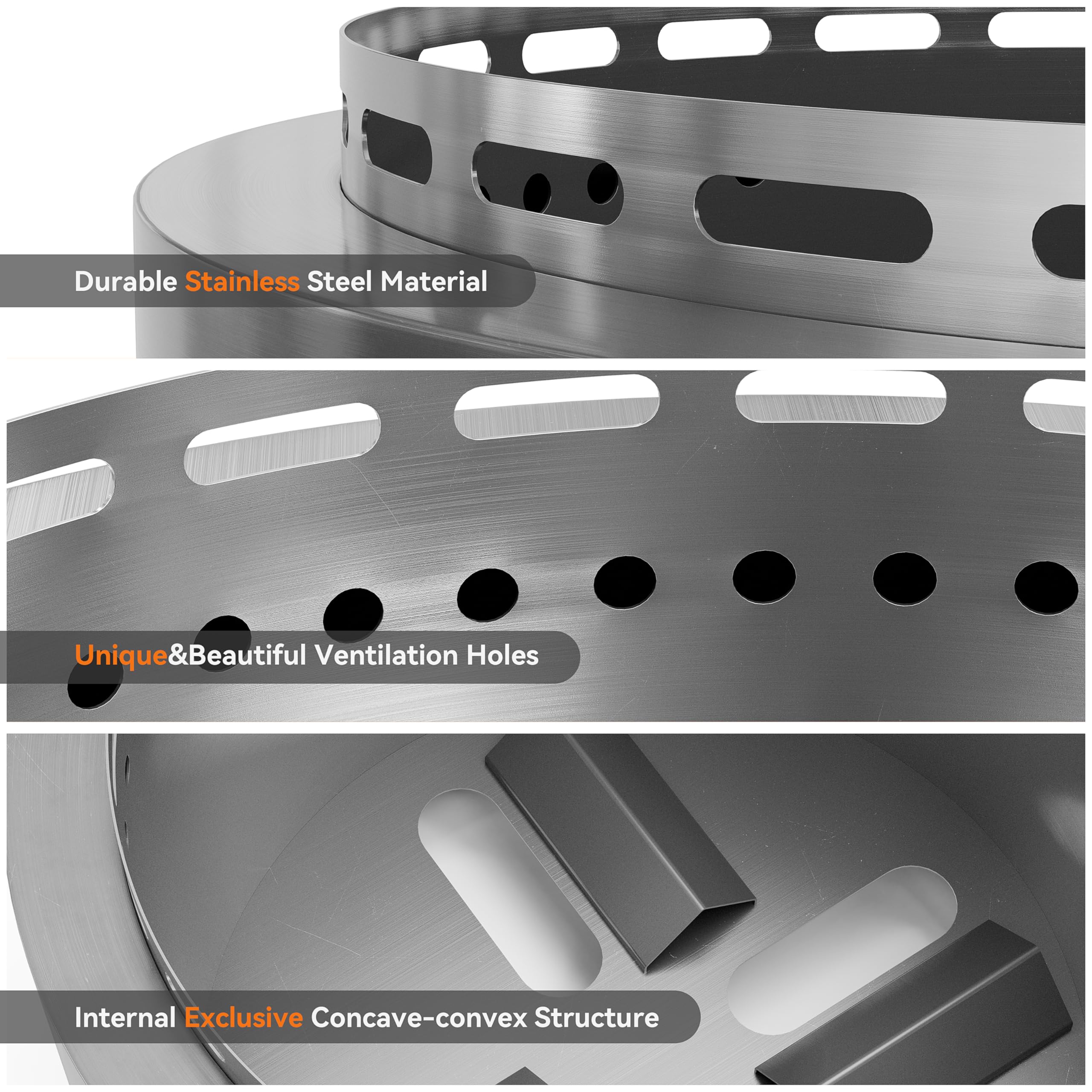 ALAULM 19 Inch Stainless Steel Outdoor Smokeless Fire Pit for Patio Backyard Garden Camping
