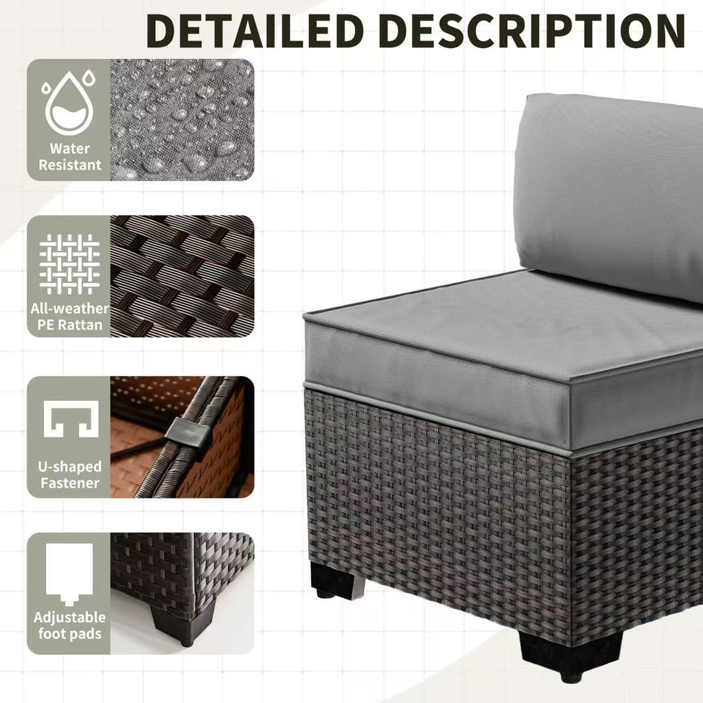Gotland 13 Pieces Outdoor Patio Rattan Wicker Furniture Set with 43" Fire Pit Table Set Outdoor Steel
