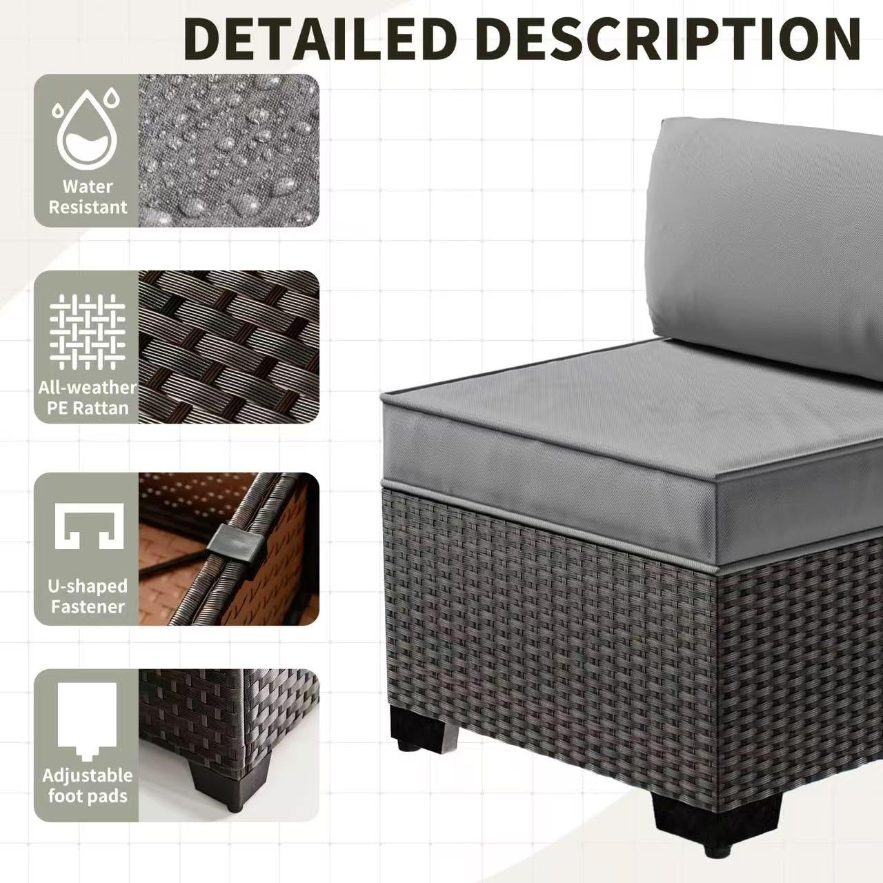 Gotland 13 Pieces Outdoor Patio Rattan Wicker Furniture Set with 43" Fire Pit Table Set Outdoor Steel
