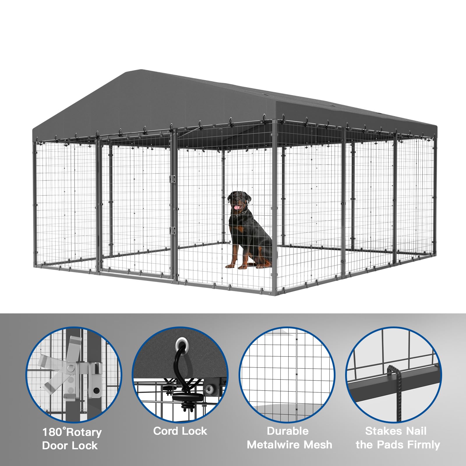 ALAULM Outdoor Large dog kennel,double security lock with proof for dog,duck and chicken