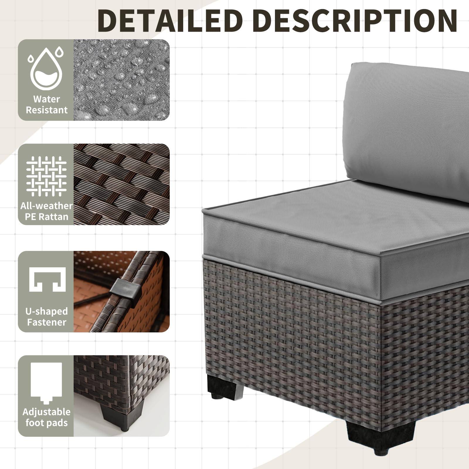 Gotland 13PCS Outdoor PE Rattan Wicker Patio Furniture Set with 43" Fire Pit Table & Swivel Rocking Chairs Set