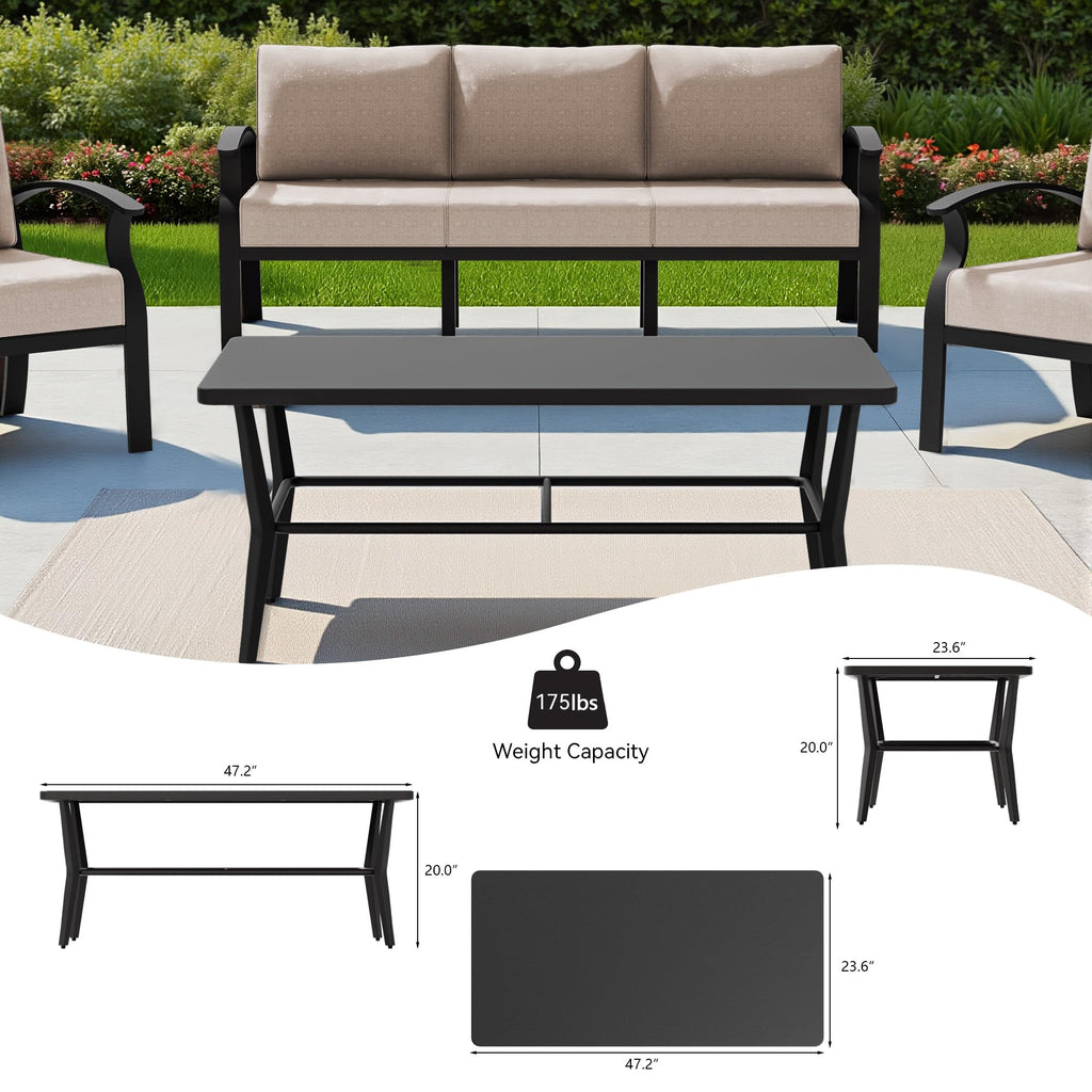 Gotland 10 PieceAluminum Patio Furniture Set,Modern Metal Outdoor Patio Furniture w/5.1'' Thick Cushion,Swivel Chairs and Rectangular Coffee Table,Patio Conversation Sets for Porch,Deck