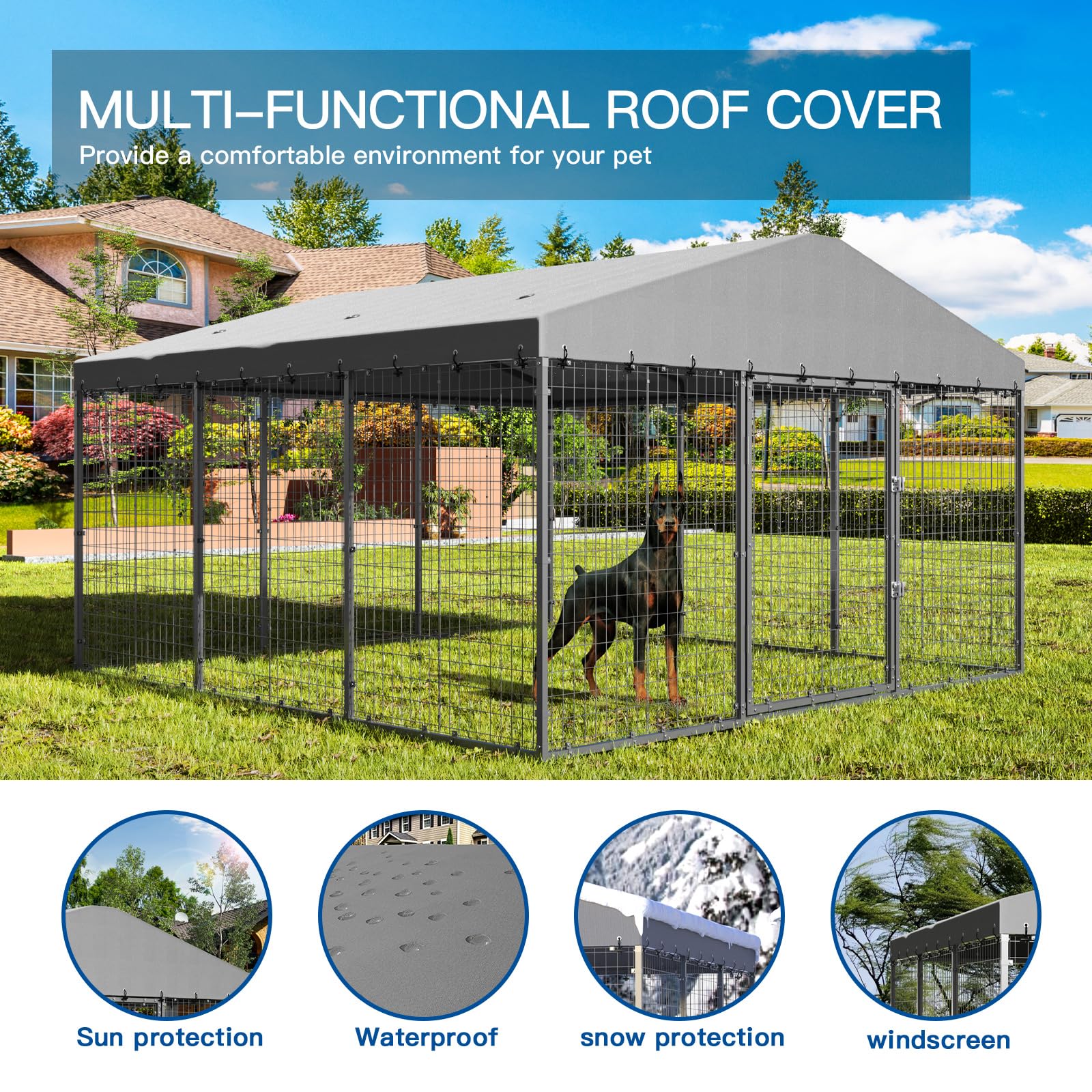 ALAULM Outdoor Large dog kennel,double security lock with proof for dog,duck and chicken