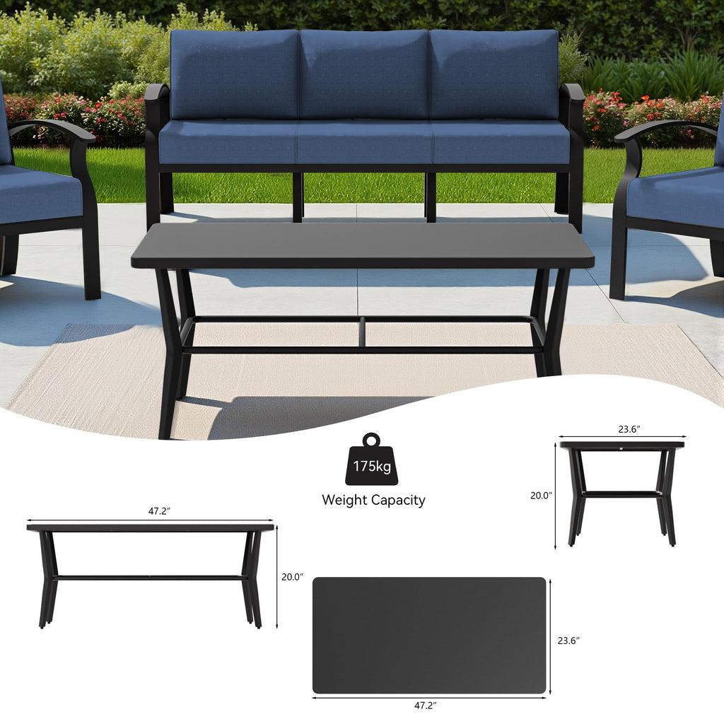 Gotland 10 PieceAluminum Patio Furniture Set,Modern Metal Outdoor Patio Furniture w/5.1'' Thick Cushion,Swivel Chairs and Rectangular Coffee Table,Patio Conversation Sets for Porch,Deck