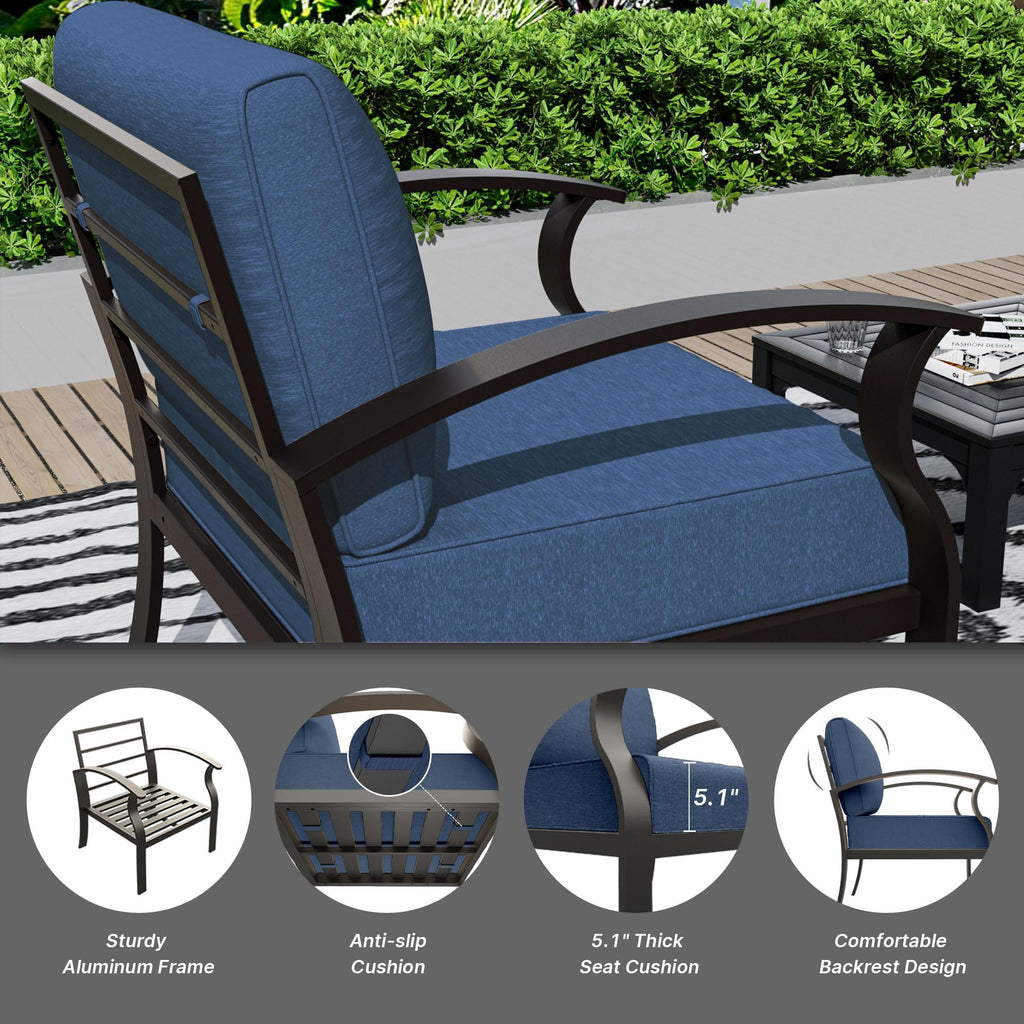 Gotland 8 Seats Outdoor Metal Patio Furniture Set with 2 Swivel Rocking Chairs&55,000 BTU Gas Fire Pit Table w/Glass Wind Guard Patio Conversation Sectional Sofa Sets