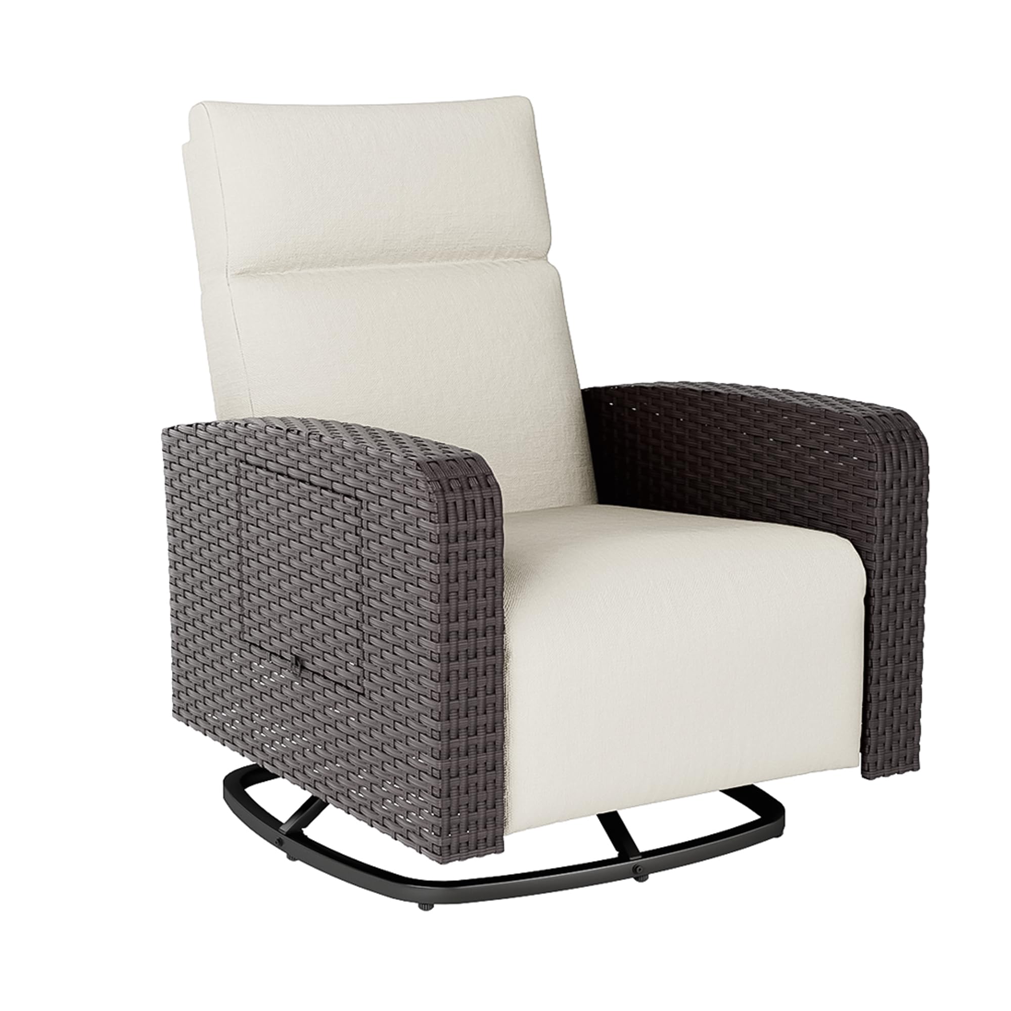 ALAULM Outdoor Swivel Recliner Chair,Dual-Adjust Outdoor Patio Chairs with Adjustable Backrest and Footrest,Wicker Patio Chair with Flip-Up Table for Living Rooms,Pools,Balconies, patios,courtyards