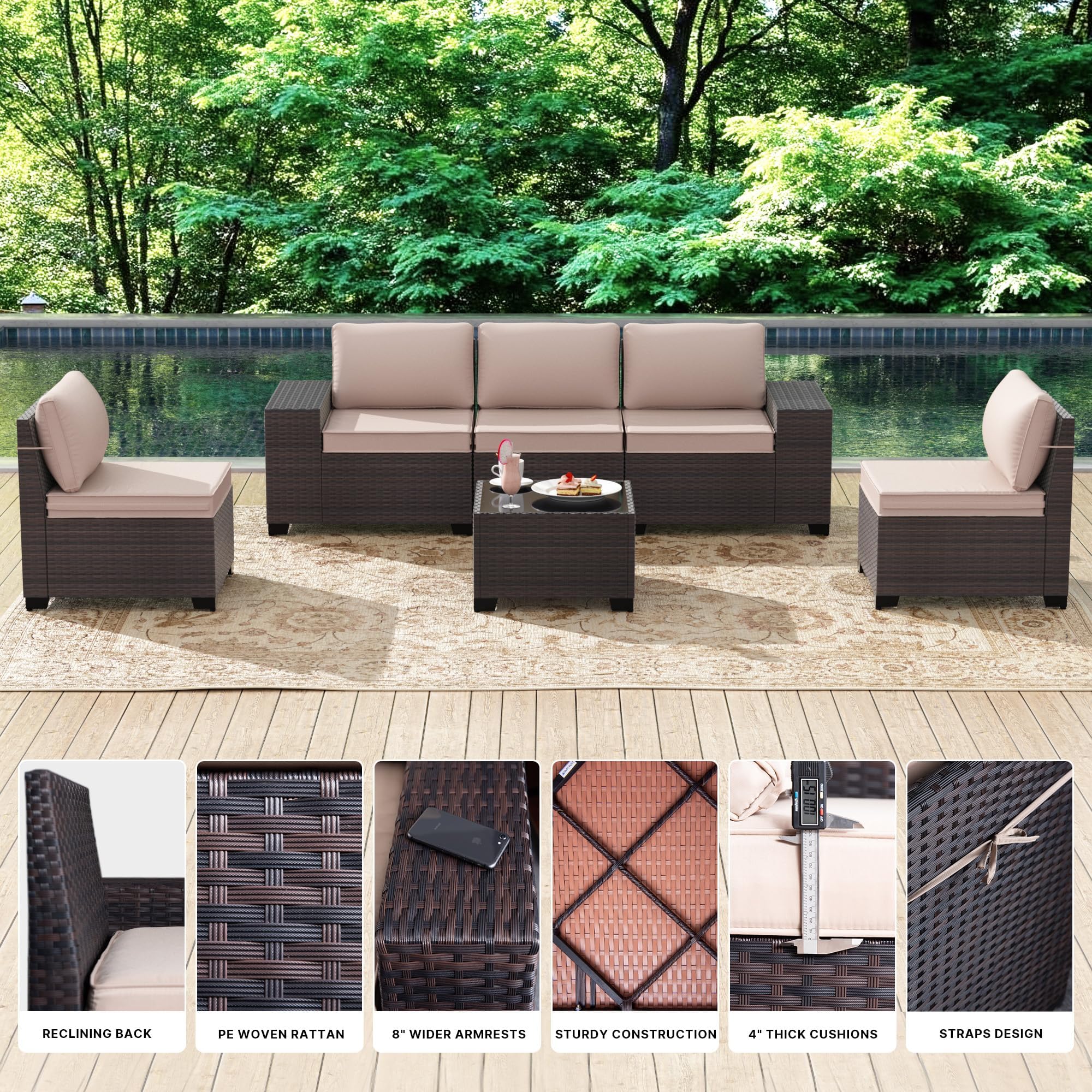 Gotland 13 Pieces Outdoor Patio Rattan Wicker Furniture Set with 43" Fire Pit Table Set Outdoor Steel