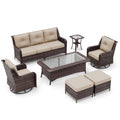 3-Seat Modern Outdoor Furniture Set - Weatherproof Woven Rattan Patio Furniture Set with High Back, Thick Cushions & Coffee Table for Porch, Backyard