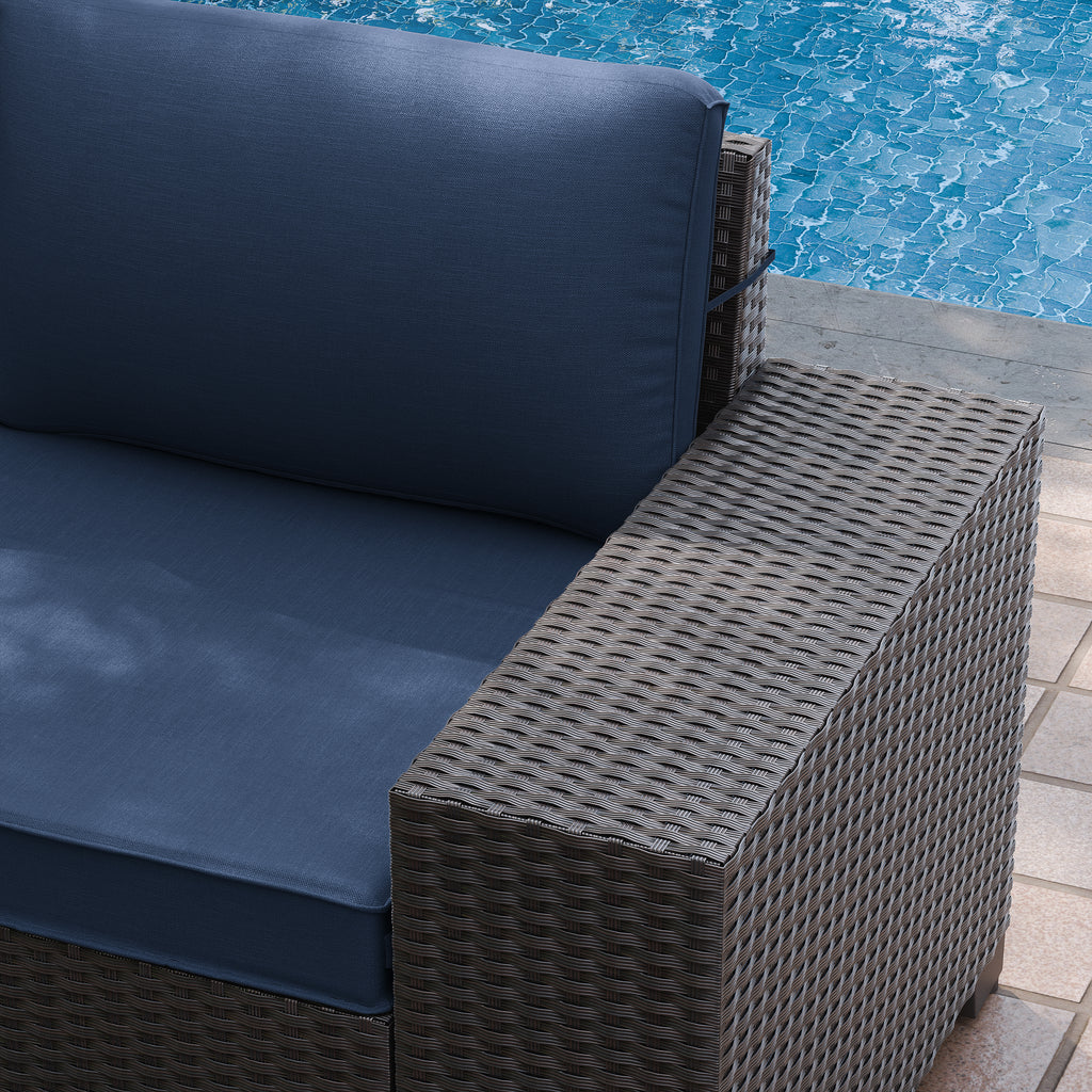 Kullavik Modern Outdoor Wicker Sofa Set PE Rattan Sectional 6 Pieces Patio Furniture - Brown All-Weather Conversation Set for Porch, Pool Deck, Garden Lounge