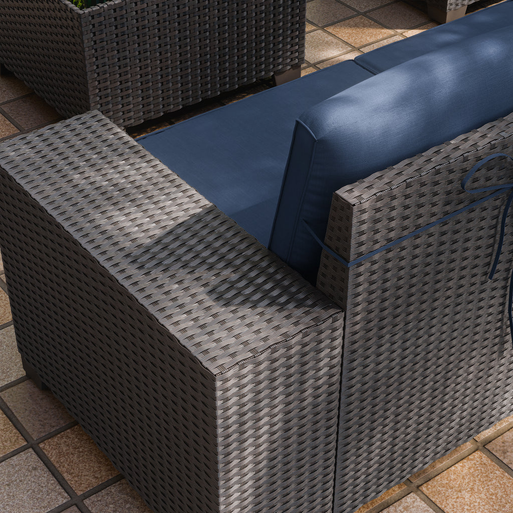 Kullavik Modern Outdoor Wicker Sofa Set PE Rattan Sectional 6 Pieces Patio Furniture - Brown All-Weather Conversation Set for Porch, Pool Deck, Garden Lounge
