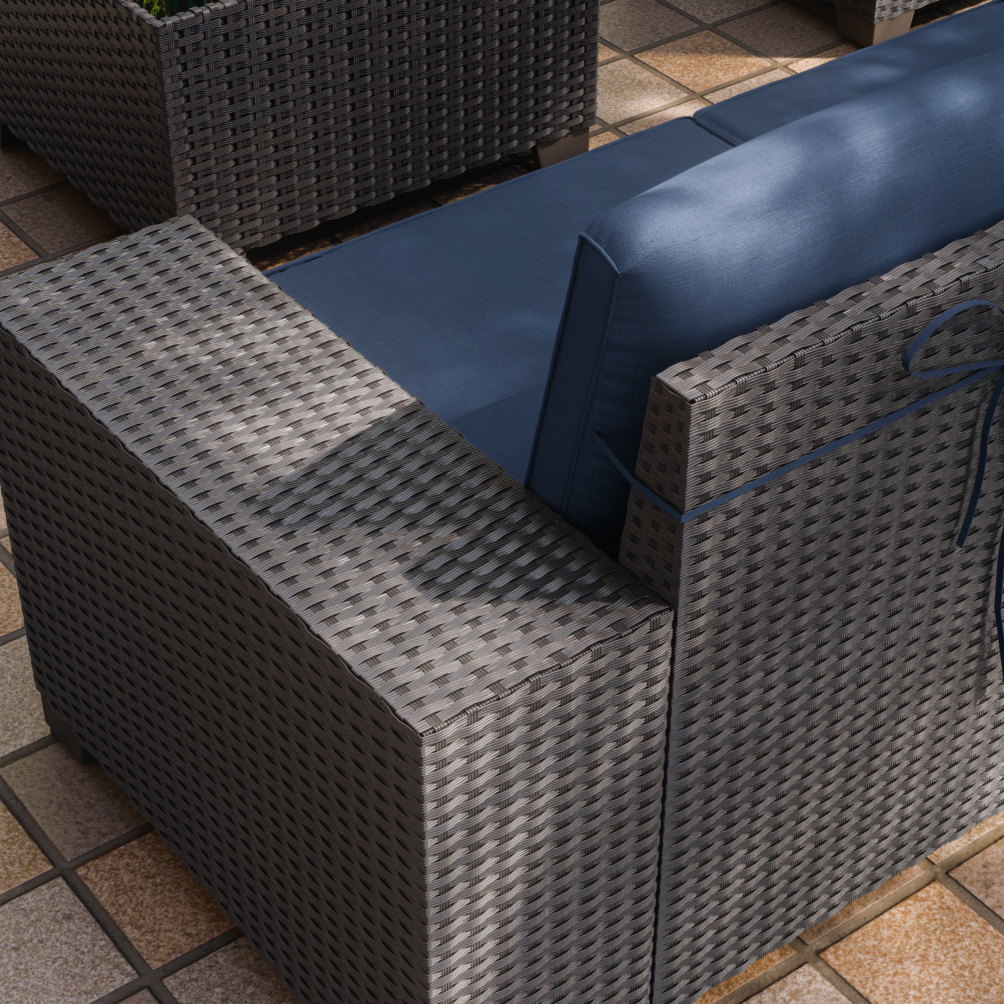 Kullavik Modern Outdoor Wicker Sofa Set PE Rattan Sectional 6 Pieces Patio Furniture - Brown All-Weather Conversation Set for Porch, Pool Deck, Garden Lounge