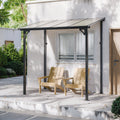 Gotland 5 FT x 8 FT Pergola, Lean to Gazebo with Ground Anchor Sturdy Structure, Outdoor Gazebo with Sloped Roof, Galvanized Steel Metal Pergola, Wall Mounted Gazebo for Backyard Deck